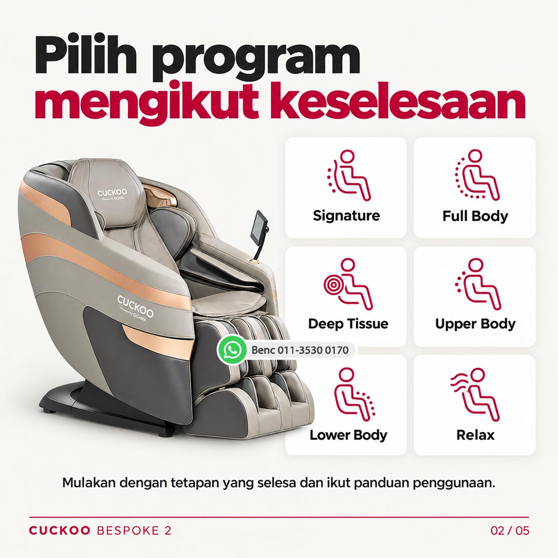 CUCKOO BESPOKE 2 Massage Chair: Program urutan