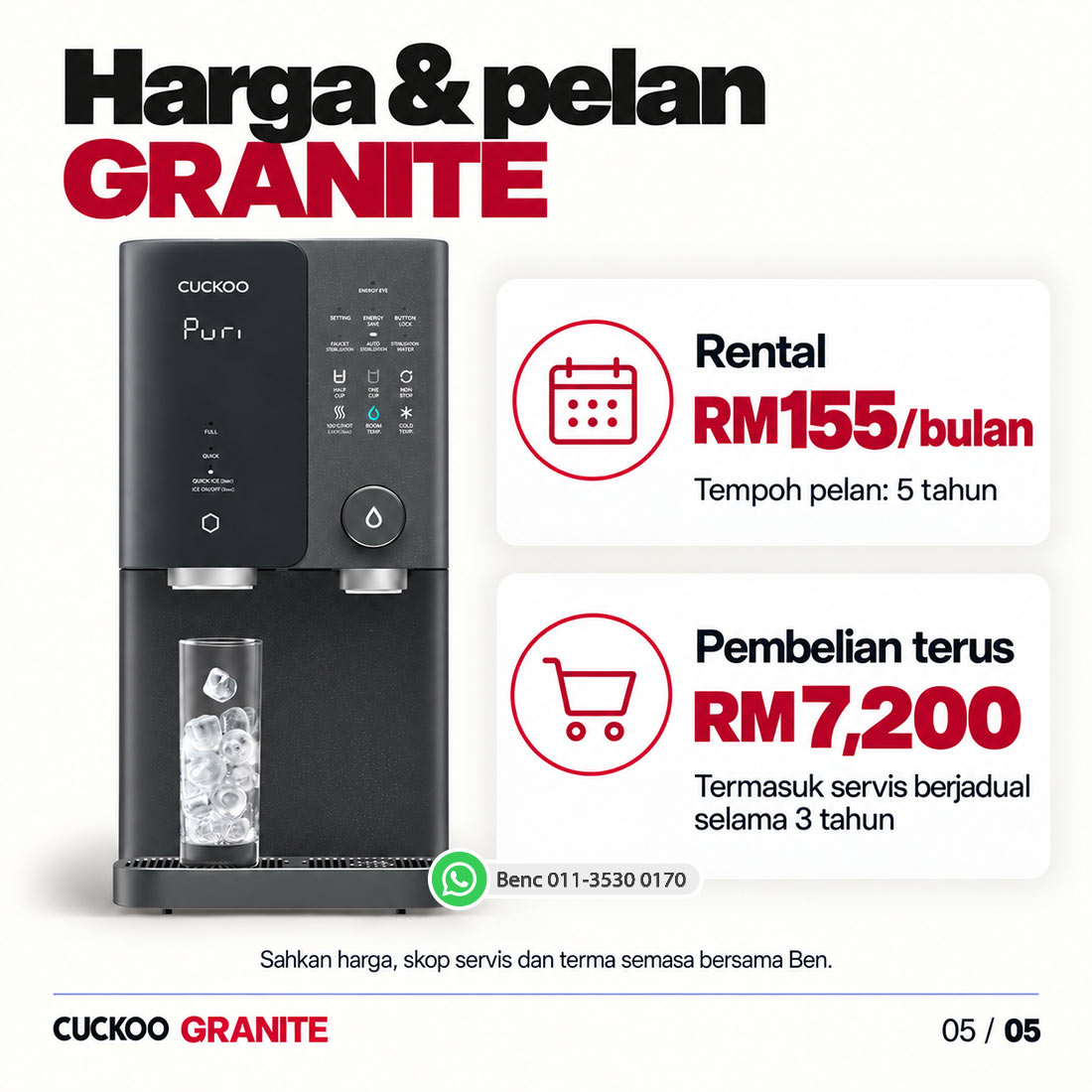 CUCKOO GRANITE: Harga dan pelan