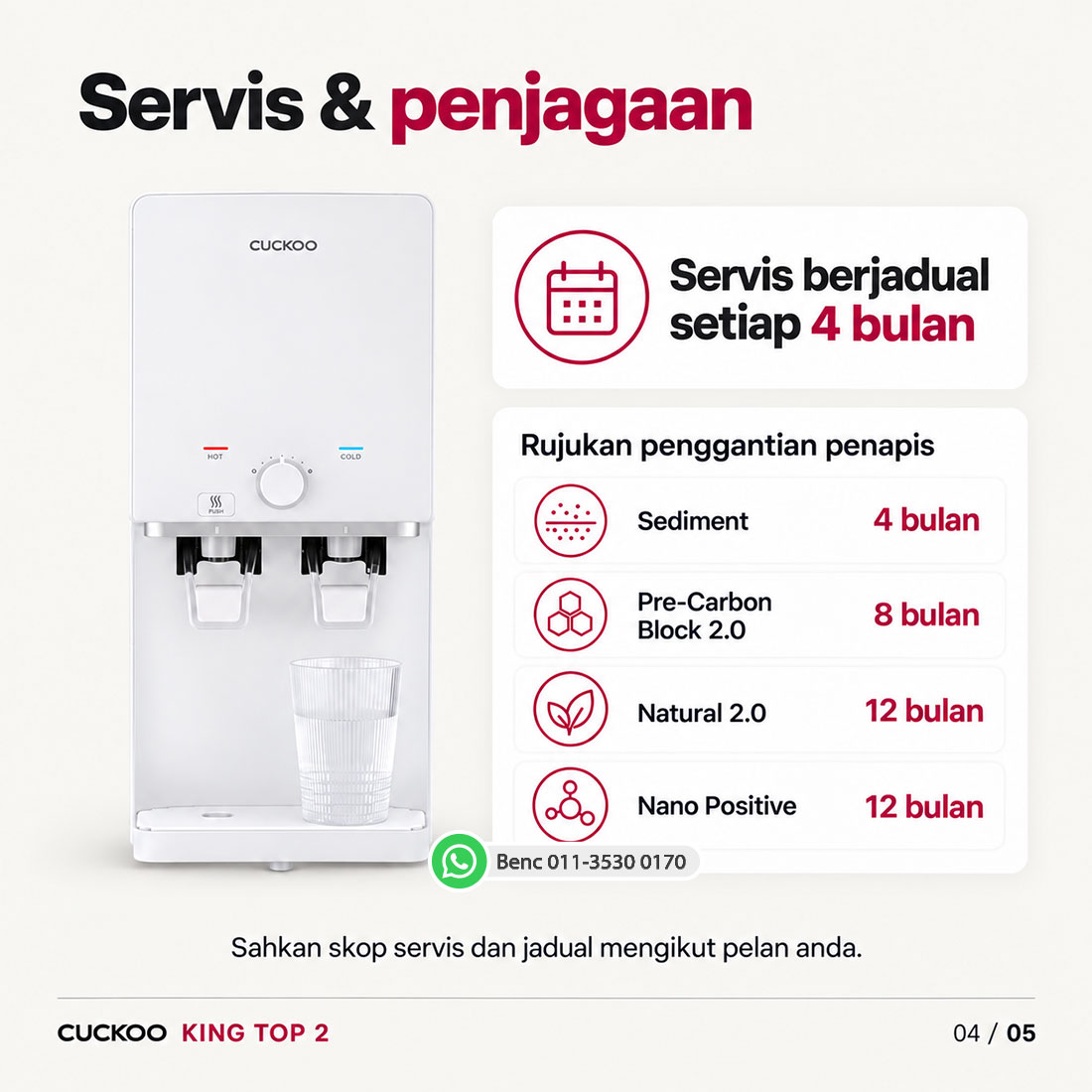 CUCKOO KING TOP 2: Servis dan penjagaan