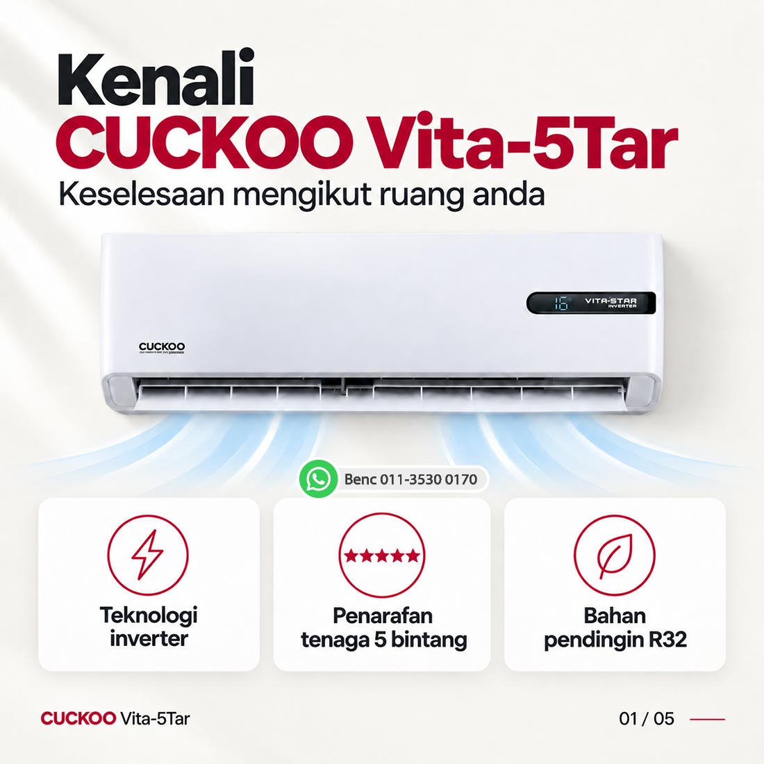 CUCKOO Vita-5Tar: Ciri utama