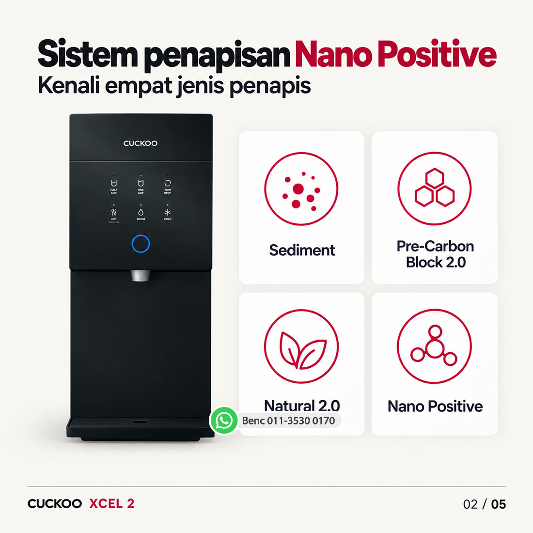 CUCKOO XCEL 2: Sistem penapisan