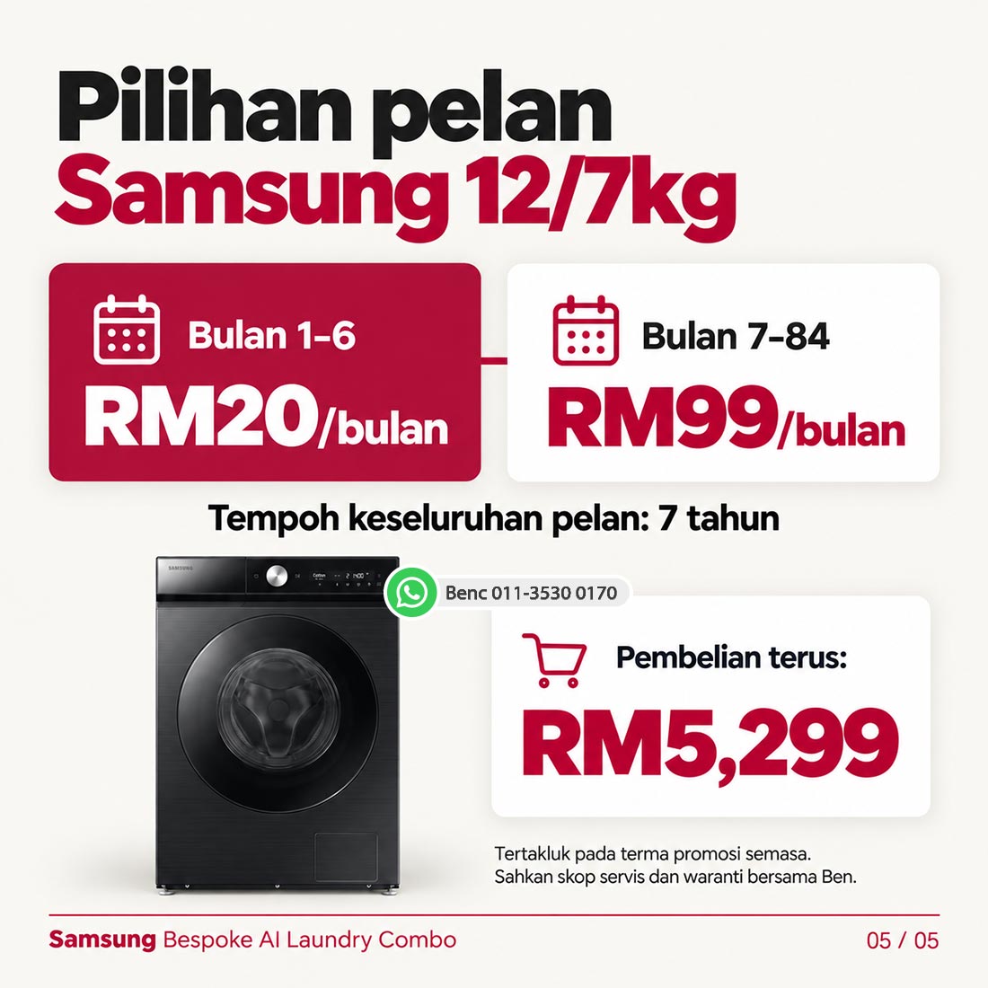 Samsung Bespoke AI Laundry Combo AI Ecobubble 12/7kg: Harga dan promosi