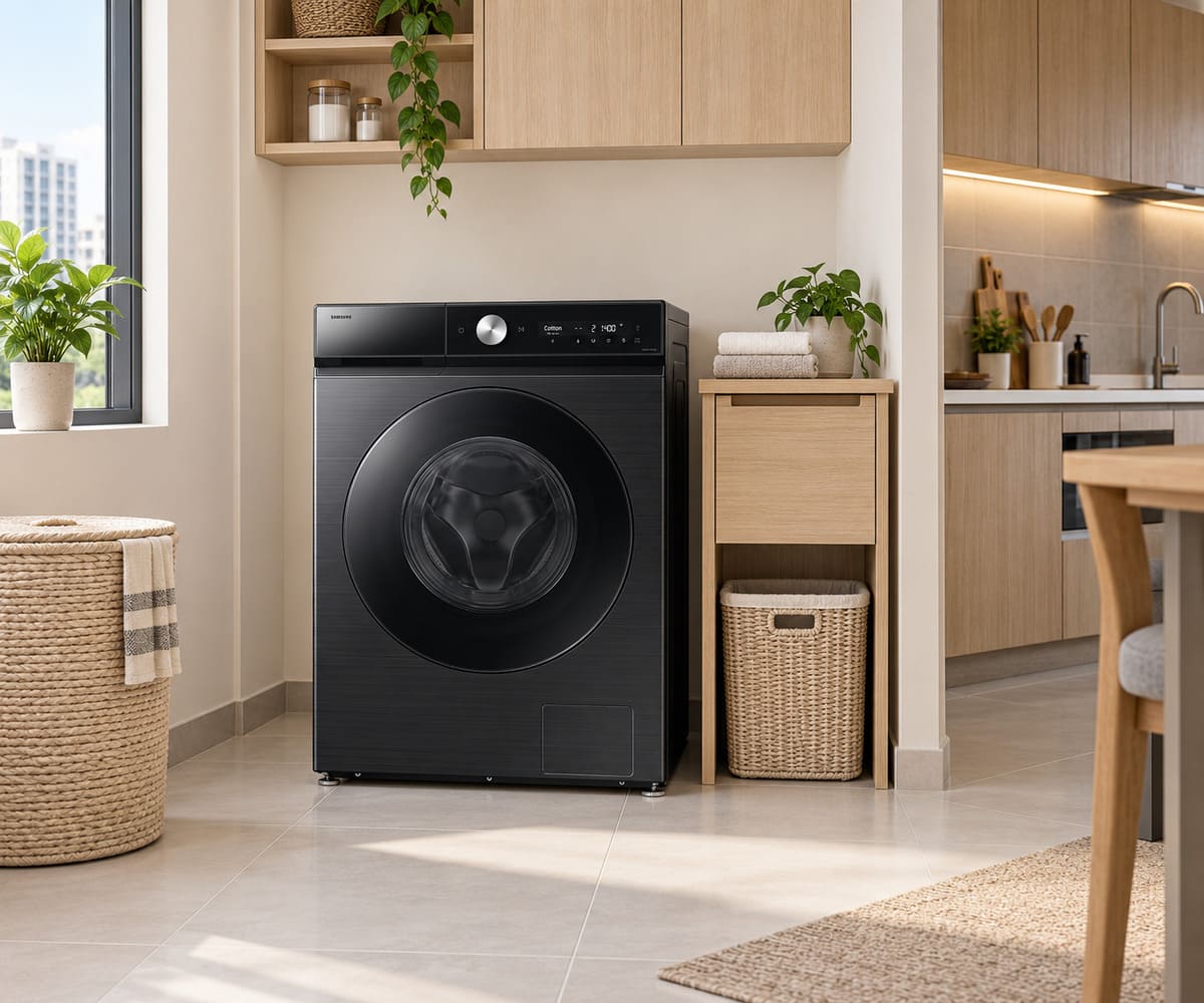 Samsung Bespoke AI Laundry Combo AI Ecobubble 12/7kg di ruang dobi kondo
