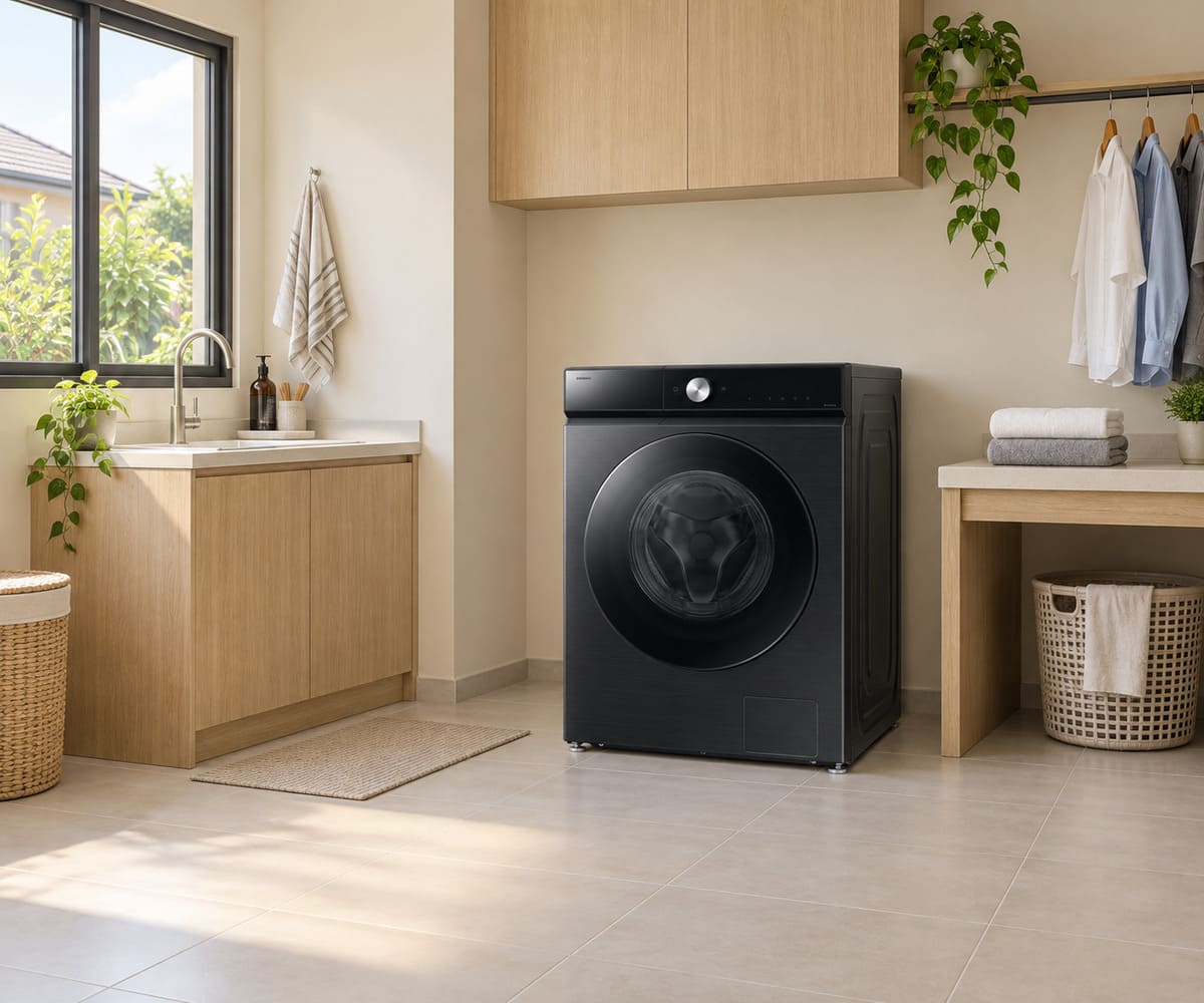 Mesin basuh dan pengering Samsung di ruang dobi